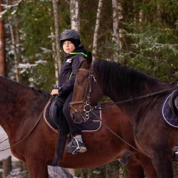 Семейная прогулка на лошадях по лесу
